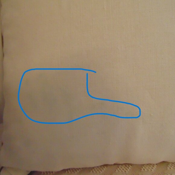 Vintage Ivory Pillow with Green Floral Embroidery, Handmade, 16 in x 14.5 in - Picture 8 of 8